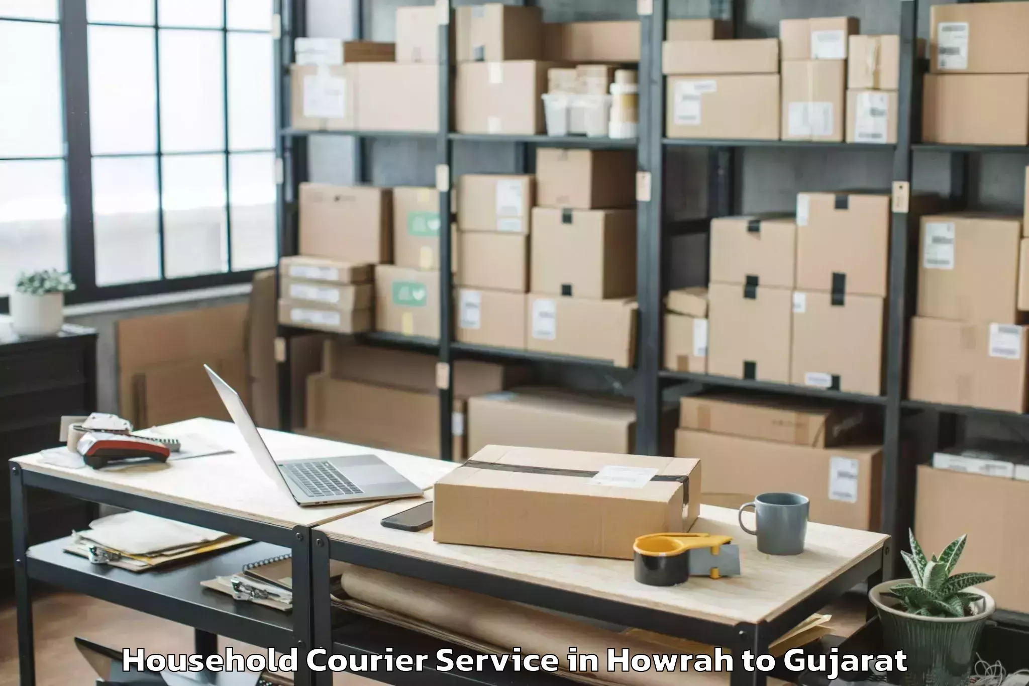 Professional Howrah to Keshod Airport Ixk Household Courier